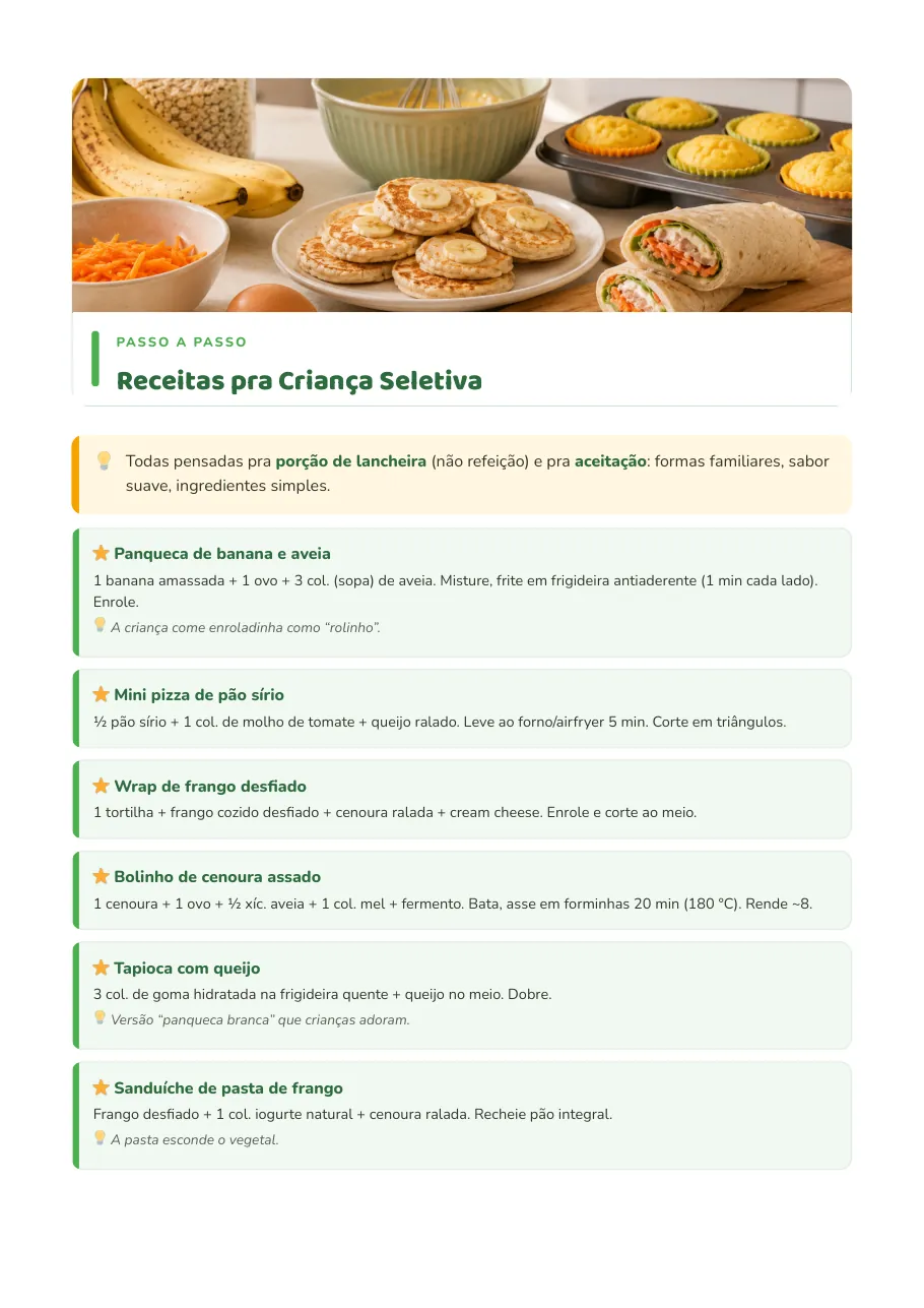 Receitas pra criança seletiva